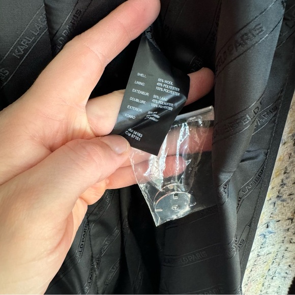 Karl Lagerfeld Cream Plaid Pea Coat - Picture 13 of 16